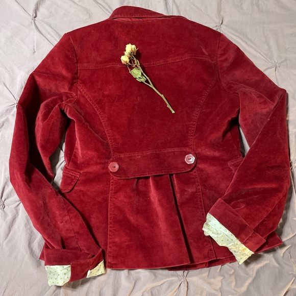 Reserved for Trade Fossil Women's Burgundy Velvet Suede Beautiful Blazer - Picture 9 of 10